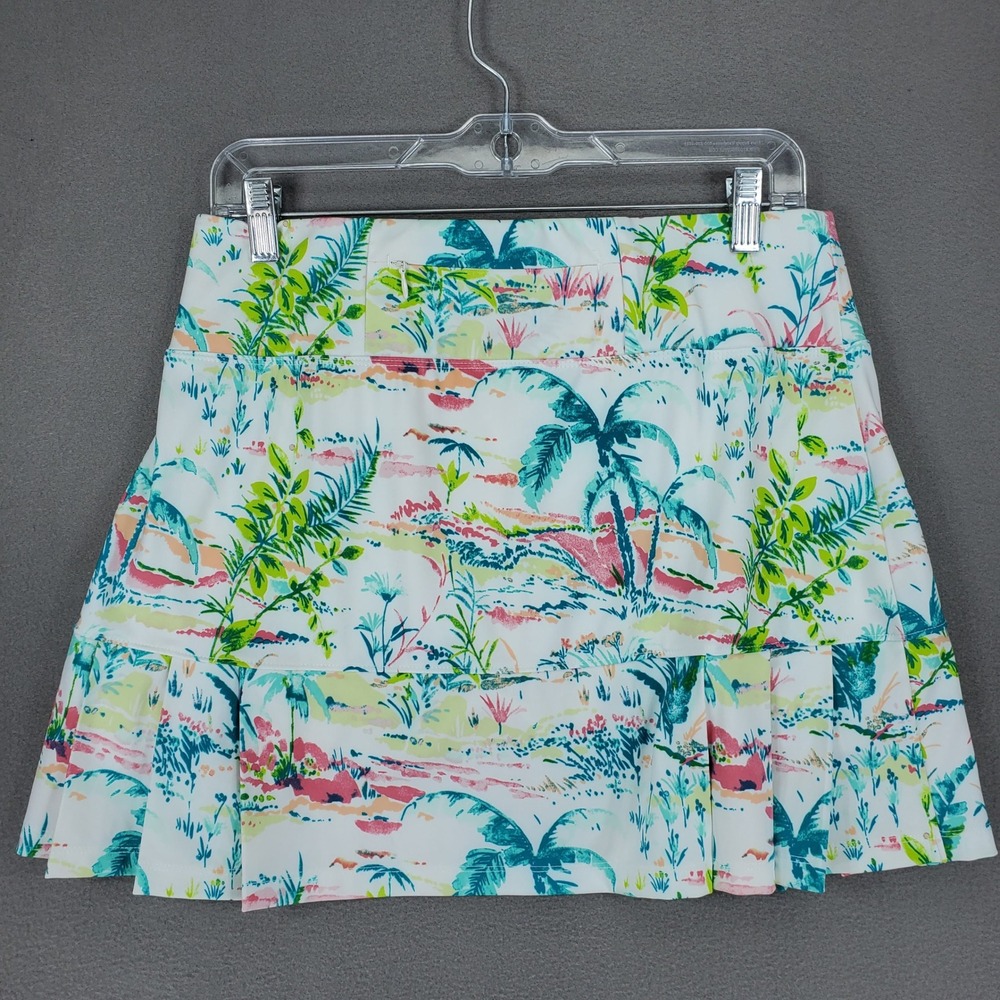 Sigrid Olsen Golf Skort Set Women M White Tropical Palm Print Zip Top Skirt - Picture 8 of 12